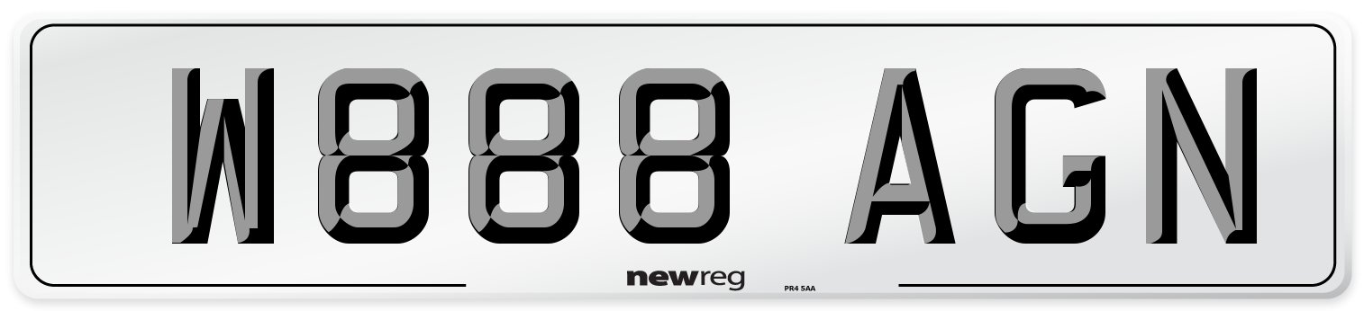 W888 AGN Number Plate from New Reg